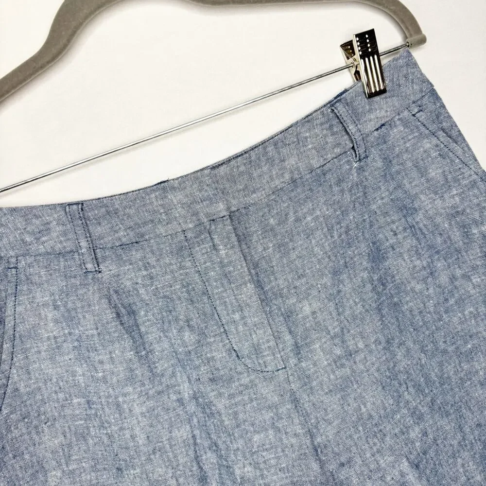 Boden Linen Cotton Blend 6" Classic Blue Short Womens Size 6 Slash Pockets - Picture 3 of 10
